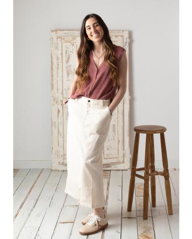YERSE - 42525068 - CHALECO DE PUNTO MEZCLA DE ALGODON Y LINO - MUJ ROSA