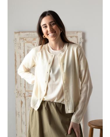 CÁRDIGAN YERSE CRUDO 100% LANA MERINO | MODELO 42506002 CRUDO