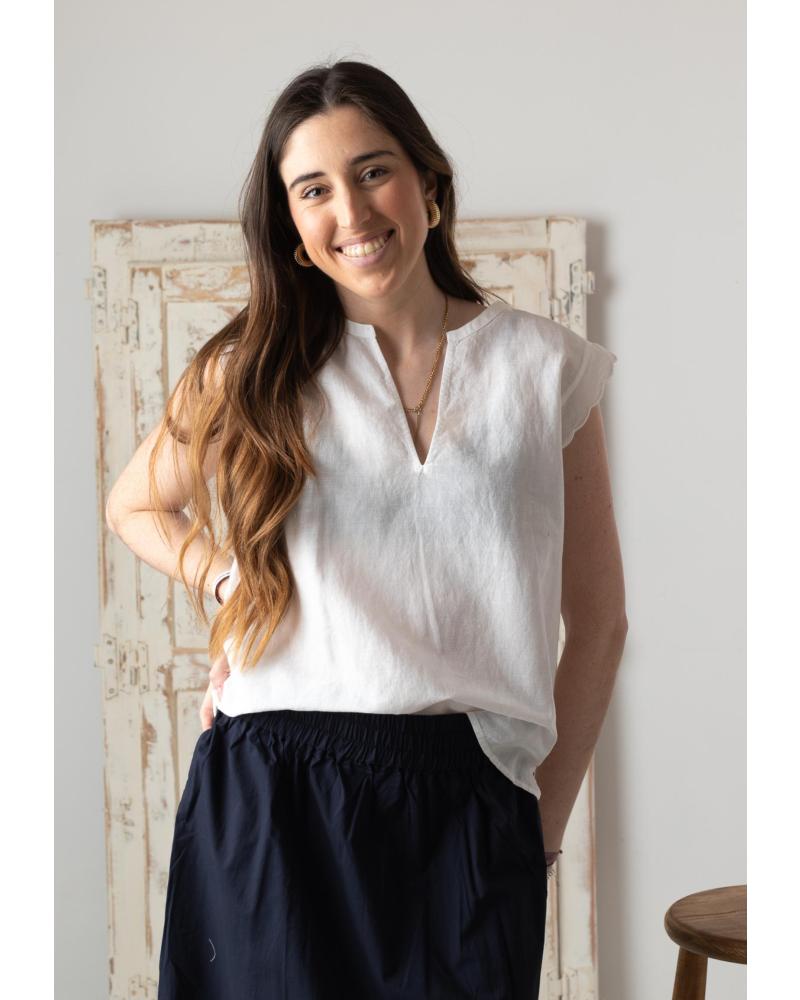 Startseite-YERSE---42218001---CAMISA-SIN-MANGAS-DE-ALGODON-Y-LINO-CON-CUELLO-BLANCO
