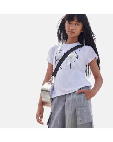 DKNY T-SHIRT COTONE MANICA CORTA ARGENTO D6230516 PLATA