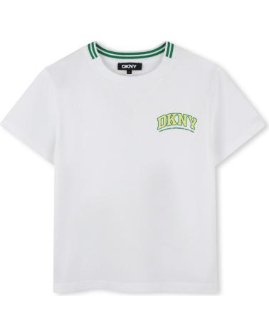 T-SHIRT DKNY À MANCHES COURTES BLANC AVEC LOGO VERT POUR ENFANT D6229810P BLANCO