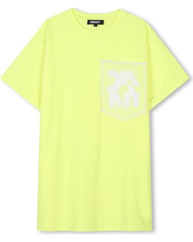 ROBE T-SHIRT DKNY JAUNE NÉON À MANCHES COURTES POUR FILLE D62296549 AMARILLO