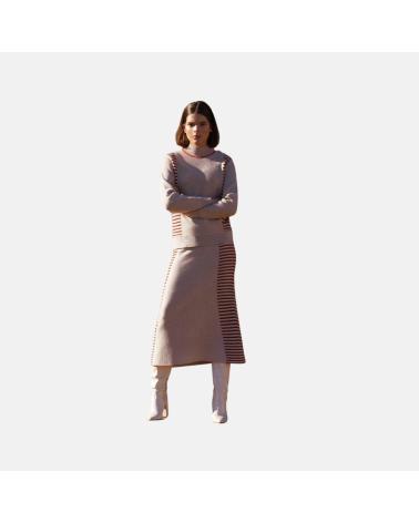 GONNA LUNGA WHY NOT COLLECTION W22409148 CON JACQUARD LATERALE BEIGE BEIGE