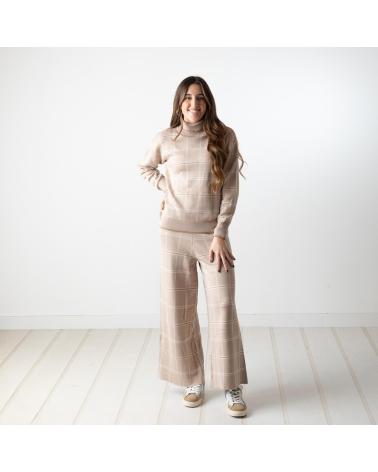 WHY NOT COLLECTION PANTALONE CULOTTE A QUADRI W22406948 - BEIGE BEIGE