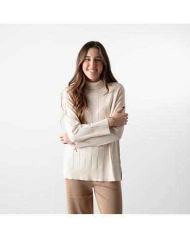 WHY NOT COLLECTION MAGLIONE A COLLO ALTO CON APERTURA W22406007 - CRUDO CRUDO