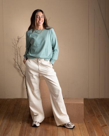 YERSE PANTALONI JEANS WIDE LEG 100% COTONE ORGANICO GREZZO - MODELLO 41851002 CRUDO