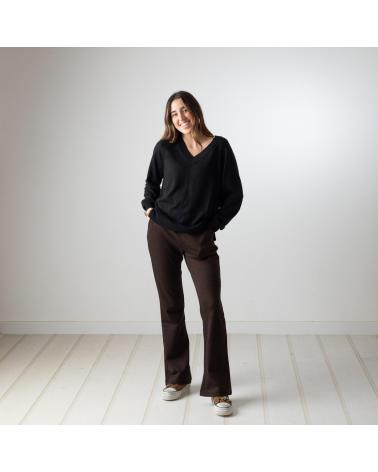 Inizio-YERSE---41430313---PANTALONES-DE-PUNTO-ACAMPANADOS-CON-CINTURA-ELA-MARRóN