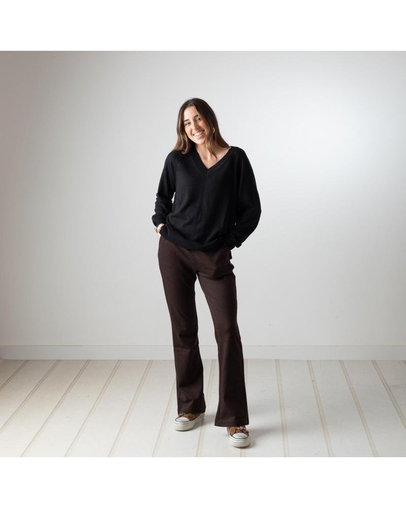 Home-YERSE---41430313---PANTALONES-DE-PUNTO-ACAMPANADOS-CON-CINTURA-ELA-MARRóN