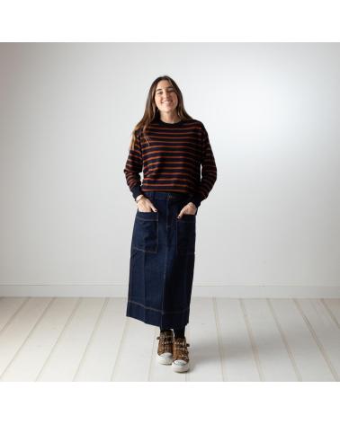 GONNA DRITTA IN DENIM YERSE 41853056 IN COTONE ORGANICO BLU AZUL