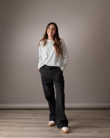 PANTALONE JEANS WIDE LEG YERSE 41851036 IN COTONE ORGANICO GRIGIO GRIS