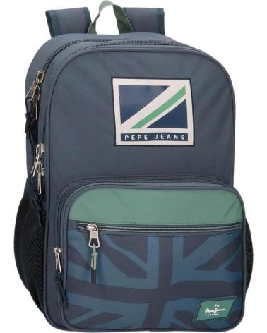 PEPE JEANS MOCHILA TOM 410056246030 - DISEÑO AZUL MARINO Y VERDE CON DOS COMPARTIMENTOS 30X40 CM AZUL