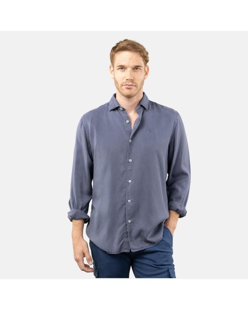 CAMICIA SCOTTA FOREST W24040541 A MANICHE LUNGHE CON COLLO ITALIANO BLU AZUL