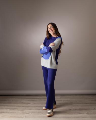 MAGLIONE WHY NOT COLLECTION W22401921 ONDE COMBINATO PELUCHE BLU AZUL