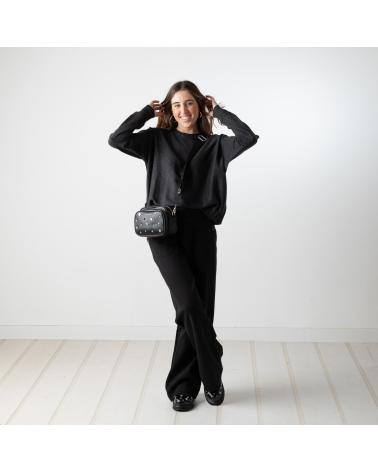 PANTALONI AMPI IN MAGLIA YERSE 41471037 NERI NEGRO