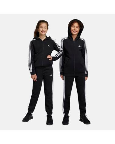 ADIDAS ESSENTIALS FLEECE 3 STRISCE HR6333 - PANTALONE SPORTIVO NERO NEGRO