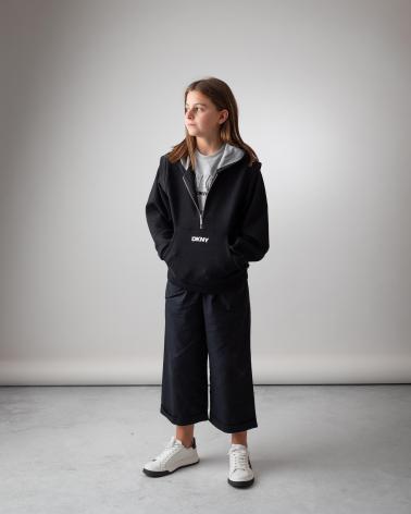 DKNY FELPA CON CAPPUCCIO A CANGURO UNISEX D6018109B NERA NEGRO
