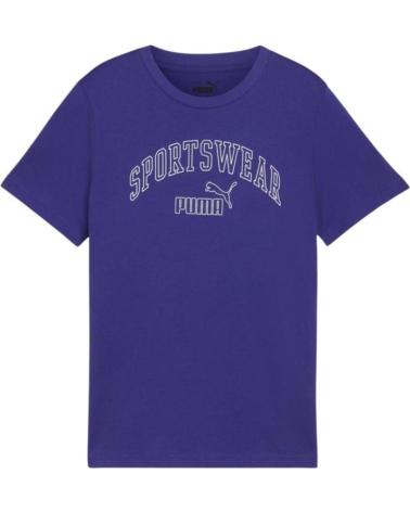 T-SHIRT MANCHES COURTES ENFANT PUMA ESS LOGO LAB BLEU - MODÈLE 681842-27 AZUL