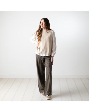 Maglioni-senza-maniche-da-donna-YERSE---41513002---CHALECO-CON-LAZOS-LATERALES---MUJER-BEIGE