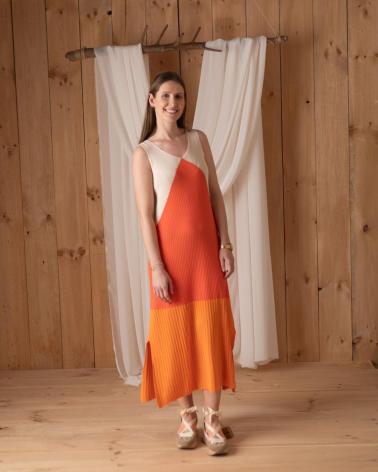 WHY NOT COLLECTION RIBBED DRESS ORANGE - MODEL W124005 NARANJA