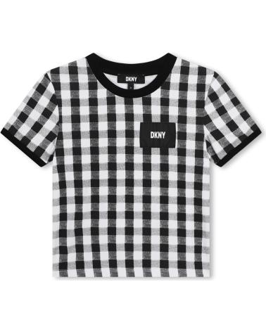 T-SHIRT A MANICHE CORTE DKNY D60096M41 A QUADRI NERA NEGRO