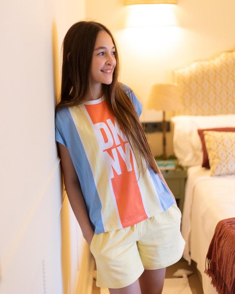 DKNY KURZARM-T-SHIRT MIT MEHRFARBIGEN STREIFEN MULTICOLOR