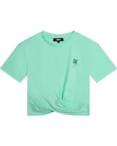 T-SHIRT DKNY A MANICHE CORTE VERDE CON NODO FRONTALE - MODELLO D6008772B VERDE