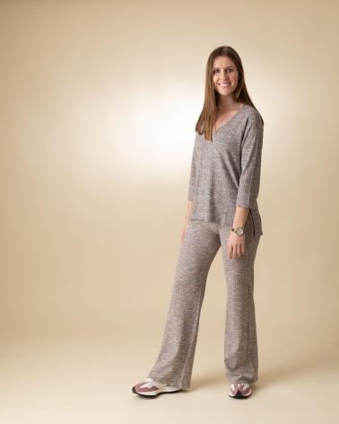 MAGLIONE IN MAGLIA FLUIDA YERSE 40131 MARRONE MARRóN