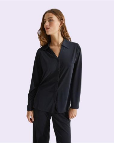 YERSE CAMICIA FLUIDA IN MAGLIA MODALE GRIGIA GRIS