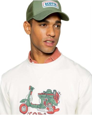 SCOTTA SWEATSHIRT ROHWEISS MIT VINTAGE-MOTORRAD-PRINT CRUDO