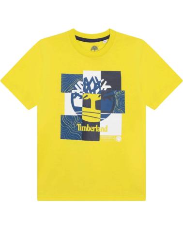 TIMBERLAND T25T80 SHORT SLEEVE T-SHIRT WITH PLAID GRAPHIC LOGO YELLOW 612 612