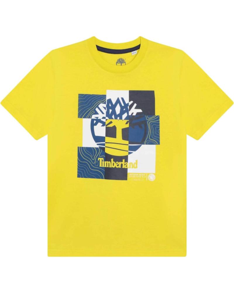 CAMISETA DE MANGA CURTA TIMBERLAND T25T80 COM LOGO GRÁFICO XADREZ AMARELA 612 612