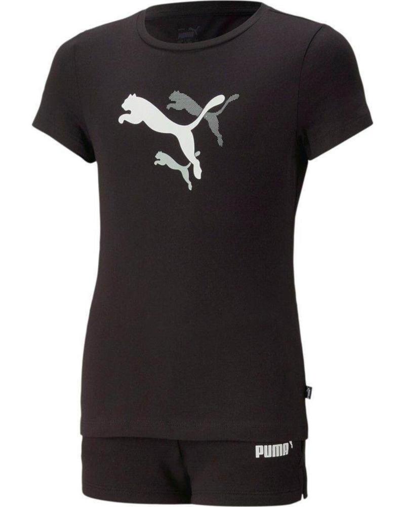 PUMA - GRAPHIC 673594-01 - CONJUNTO DE CAMISETA Y PANTALONES CORT NEGRO
