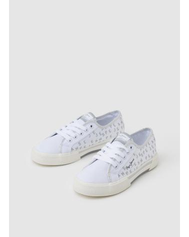 PEPE JEANS BRADY PGS30562800 - WHITE GLITTER SNEAKERS BLANCO
