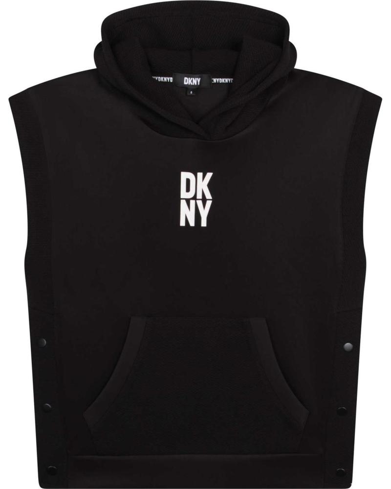 Home-DKNY-DKNY BOY'S SLEEVELESS HOODIE IN BLACK WITH WHITE LOGO-NEGRO
