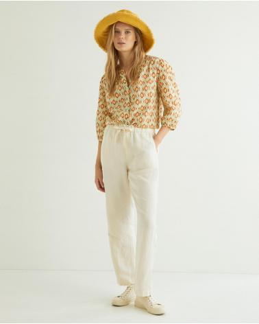 YERSE 38890003 WHITE LINEN TROUSERS BLANCO