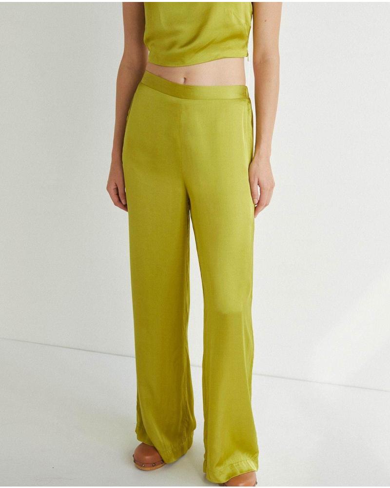 YERSE YELLOW FLUID SATIN TROUSERS - MODEL 38862037 AMARILLO