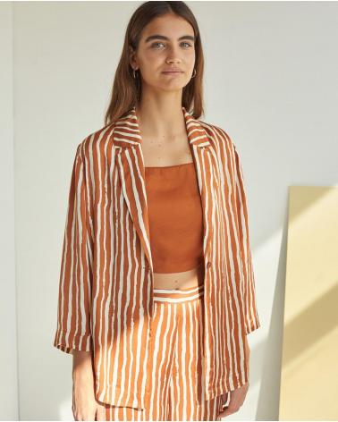 YERSE BLAZER FLUIDA DE SATÉN YERSE AMBER MULTICOLOR