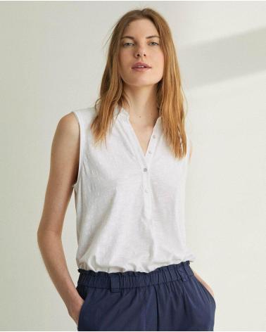 TOP YERSE FLAME C-POLO BLANC BLEU AZUL