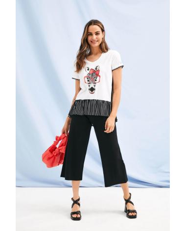 T-SHIRT LOLITAS 2219TP BRANCA COM ESTAMPADO E BAINHA PEPLUM BLANCO