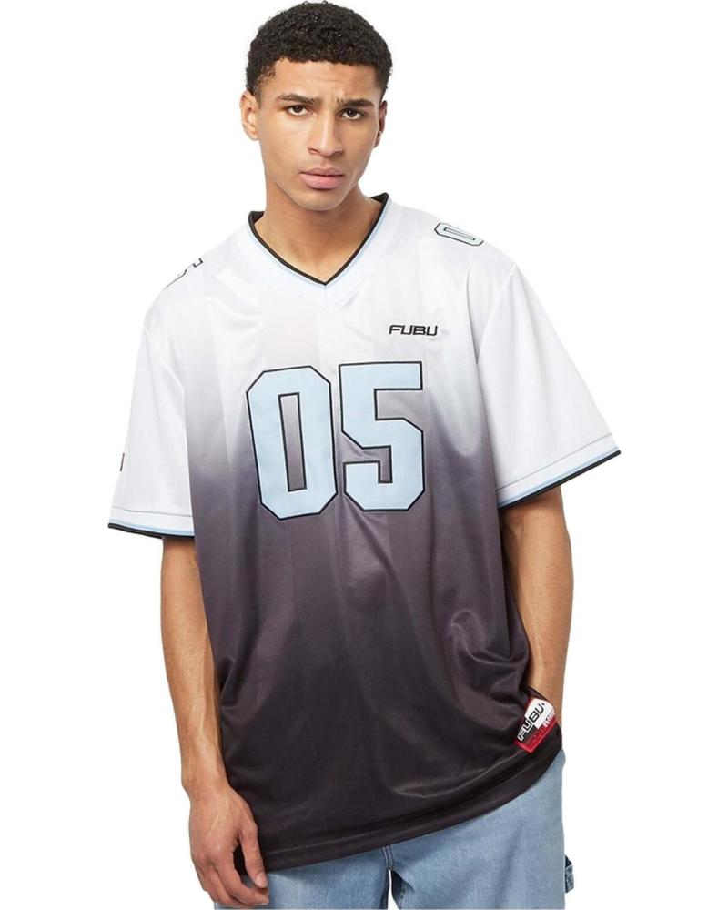 FUBU FOOTBALL-JERSEY T-SHIRT FARBVERLAUF WEISS UND SCHWARZ MIT NUMMER 05 BLANCO