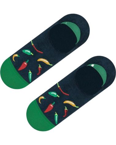 JIMMY LION NO-SHOW SOCKS 'CHILI PEPPERS' DESIGN BLUE AZUL