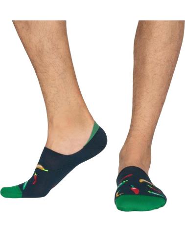 JIMMY LION NO-SHOW SOCKS 'CHILI PEPPERS' DESIGN BLUE AZUL