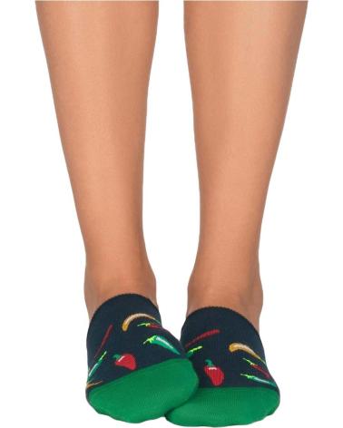 JIMMY LION NO-SHOW SOCKS 'CHILI PEPPERS' DESIGN BLUE AZUL