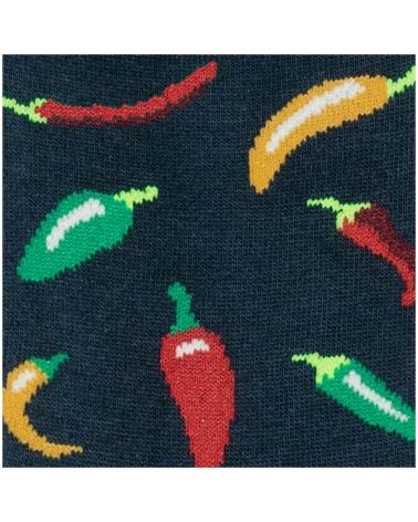 JIMMY LION NO-SHOW SOCKS 'CHILI PEPPERS' DESIGN BLUE AZUL