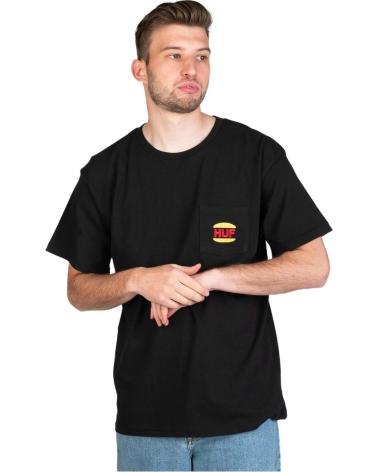 HUF BLACK T-SHIRT WITH POCKET AND BURGER GRAPHIC NEGRO
