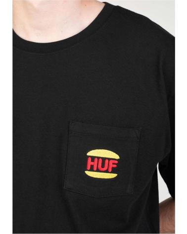 HUF BLACK T-SHIRT WITH POCKET AND BURGER GRAPHIC NEGRO