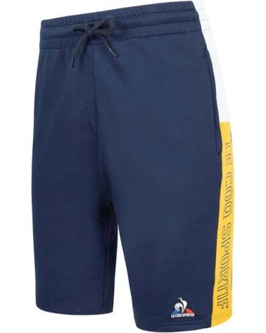 SHORT BLEU MARINE LE COQ SPORTIF AVEC BANDE LATÉRALE JAUNE AZUL