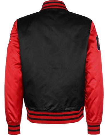 BLOUSON BOMBER VARSITY FUBU POUR HOMME - NOIR ET ROUGE NEGRO