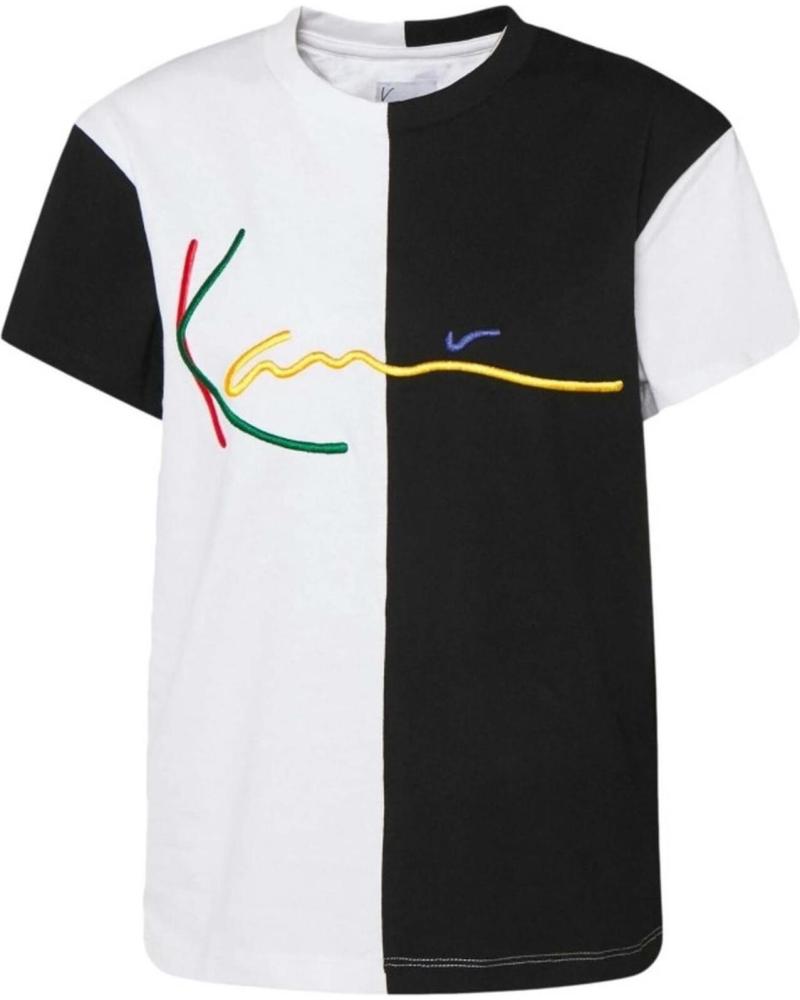 KARL KANI TWO-TONE BLACK WHITE T-SHIRT WITH LOGO NEGRO