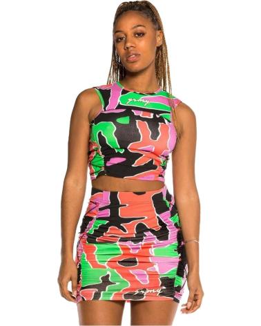 CONJUNTO GRIMEY TOP GOLA ALTA E SAIA MINI ESTAMPADO MULTICOLORIDO MULTICOLOR